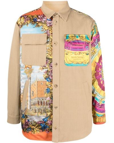 Moschino Giacca-camicia con stampa e design a inserti - Multicolore