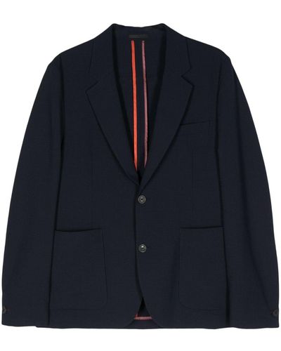 PS by Paul Smith Textured-finish Single-breasted Blazer - Blue