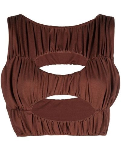 Concepto Cut-out Detail Cropped Top - Brown