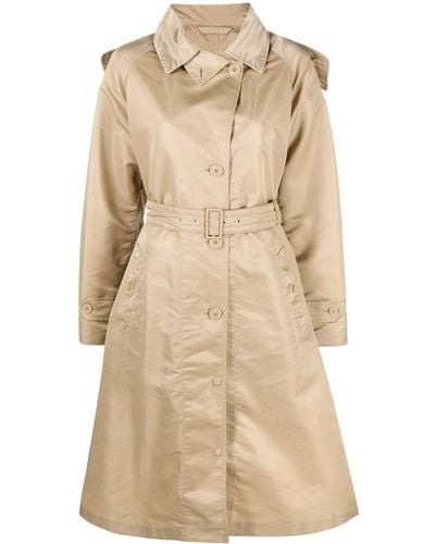 Moncler Hooded Belted Trench Coat - Natural