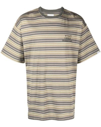 WTAPS T-shirt en coton à rayures - Gris