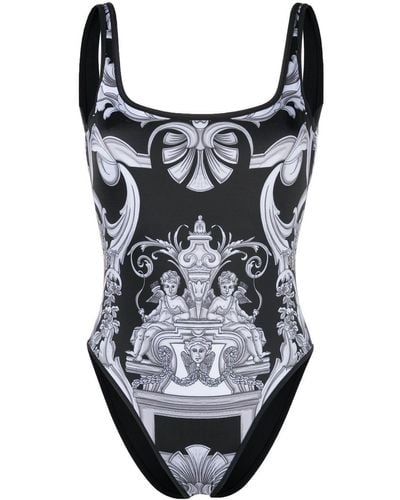 Versace Baroque Pattern-print Swimsuit - Black