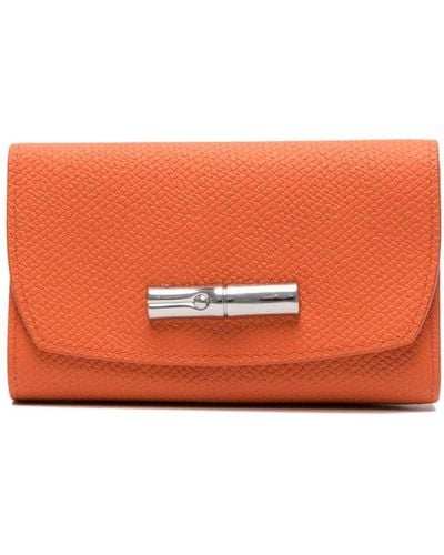 Longchamp Roseau Leather Bi-fold Wallet - Orange