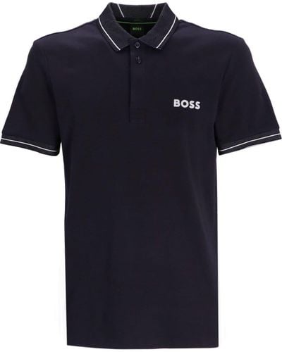 BOSS Paul 1 ストライプトリム ポロシャツ - ブルー