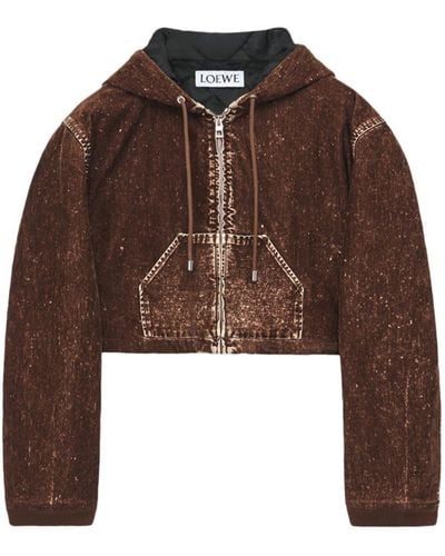 Loewe Cropped hooded jacket - Braun