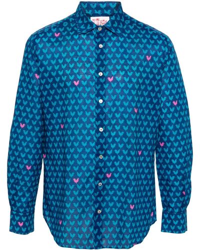 Mc2 Saint Barth Rooster-print Cotton Shirt - Blue