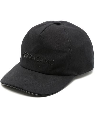 Ferragamo Logo-rubberized Canvas Cotton Cap - Black
