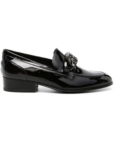 Casadei Buckle-embellished Patent Leather Loafers - Black