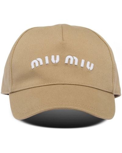 Miu Miu Honkbalpet Met Geborduurd Logo - Naturel