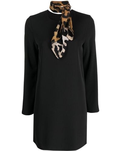 ..,merci Attached-scarf Long-sleeve Minidress - Black