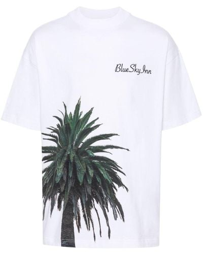 BLUE SKY INN T-shirt en coton à imprimé palmier - Blanc