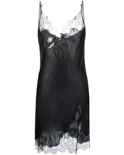 Carine Gilson Lace-trim Silk Camisole Dress - Black