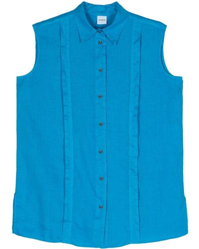 Aspesi Sleeveless Linen Shirt - Blue