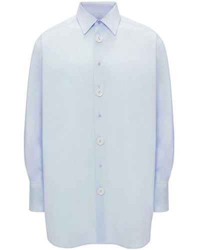 JW Anderson Anchor-embroidered Cotton Shirt - Blue
