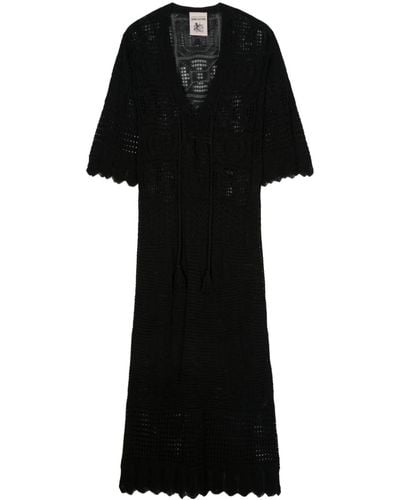 Semicouture Cotton Crochet Maxi Dress - Black