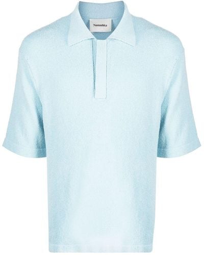 Nanushka Textured Short-sleeve Polo Shirt - Blue