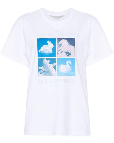 Stella McCartney T-Shirt mit Wolken-Print - Blau
