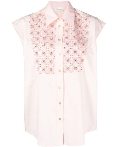 P.A.R.O.S.H. Rhinestone-embellished Cotton Shirt - Pink