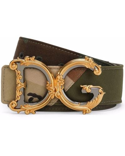 Dolce & Gabbana Cinturón con motivo militar y hebilla del logo - Marrón