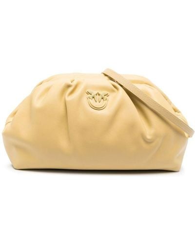 Pinko Embossed-logo Clutch Bag - Yellow