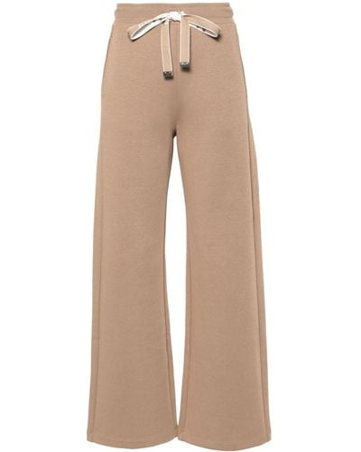Max Mara Wide-leg Jersey Track Trousers - Natural