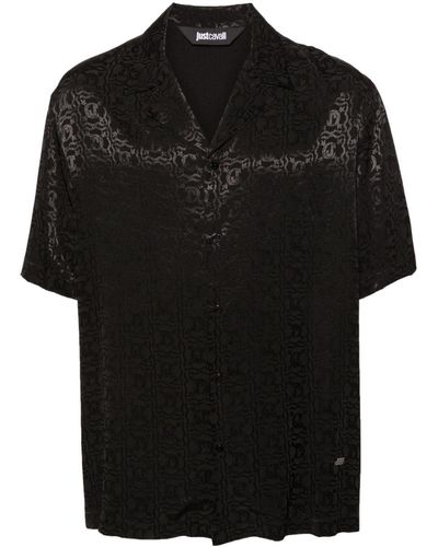 Just Cavalli Chemise à motif monogrammé en jacquard - Noir