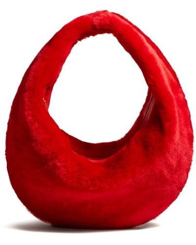 Khaite Medium Olivia Shearling Shoulder Bag - Red