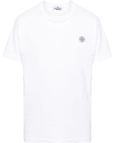 Stone Island T-Shirt mit Kompass-Patch - Weiß