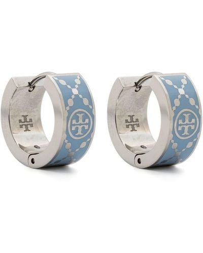 Tory Burch Double-t Chunky Hoops - White