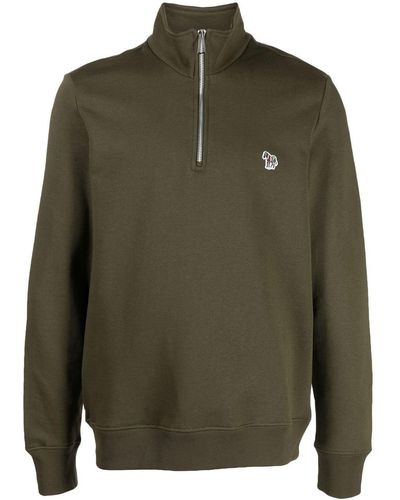 PS by Paul Smith Logo-patch High-neck Cotton Sweatshirt - Green