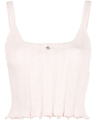 Alexander Wang Pointelle-knit Perforated Cropped Top - Pink