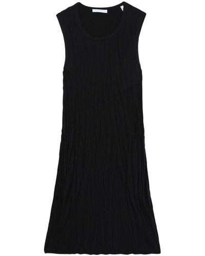 Helmut Lang Satin-Minikleid in Knitteroptik - Schwarz