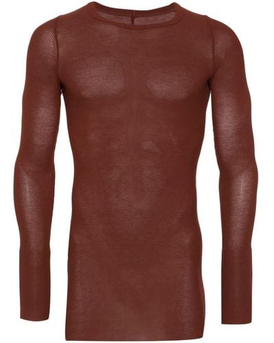Rick Owens Fine-ribbed Long-sleeve T-shirt - Brown