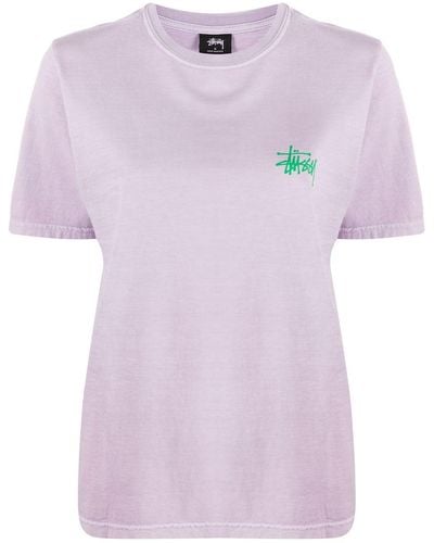 Stussy T-Shirt mit Logo-Print - Lila