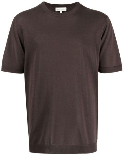 MAN ON THE BOON. Crew Neck Short-sleeved T-shirt - Brown