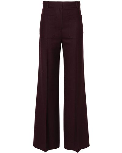 Victoria Beckham Flared Twill Trousers - Purple