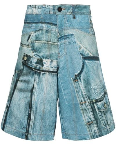 Versace Short en jean à patch - Bleu
