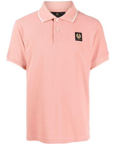 Belstaff Logo-appliqué Cotton Polo Shirt - Pink