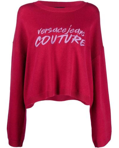 Versace Embroidered-logo Wide-sleeve Sweater