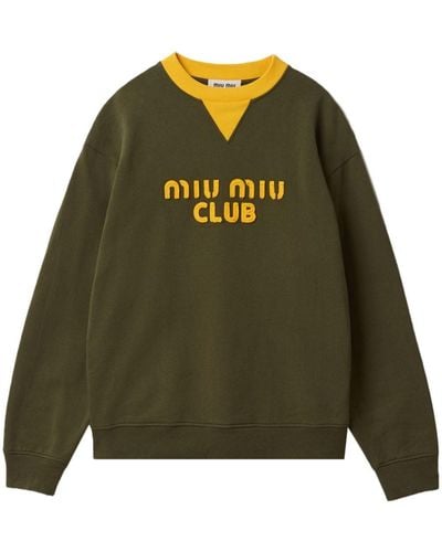Miu Miu Katoenen Sweater Met Geborduurd Logo - Groen