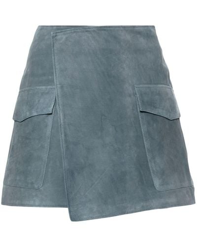 Arma Olbia A-line Suede Miniskirt - Blue