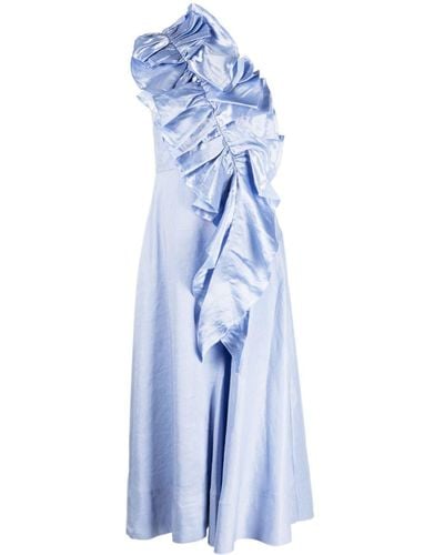 Aje. Robe courte Adelia à design asymétrique une épaule - Bleu