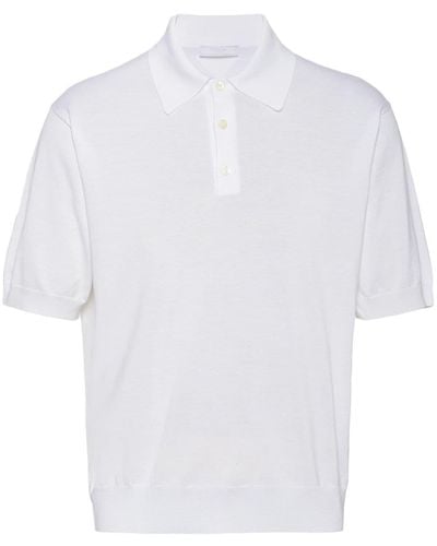 Prada T-shirt en coton à logo triangle - Blanc