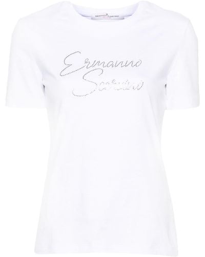 Ermanno Scervino ビジューロゴ Tシャツ - ホワイト