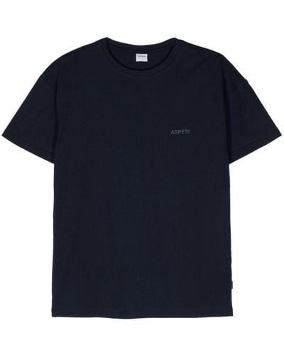 Aspesi Rubberised-logo cotton T-shirt - Azul