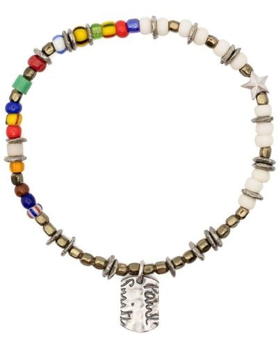 Paul Smith Bracelet de perles à breloque logo - Métallisé