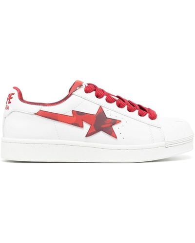 A Bathing Ape Skull Sta Leather Sneakers - Pink