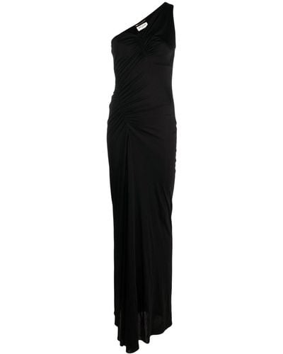 Saint Laurent One-shoulder Ruched Dress - Black