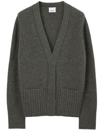 Burberry Knitted V-neck Cardigan - Grey