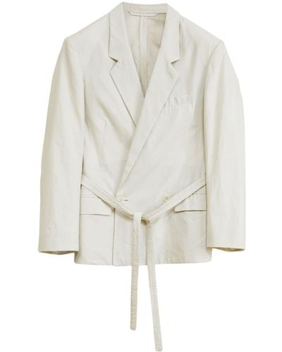 Lemaire Double-breasted Belted Blazer - White